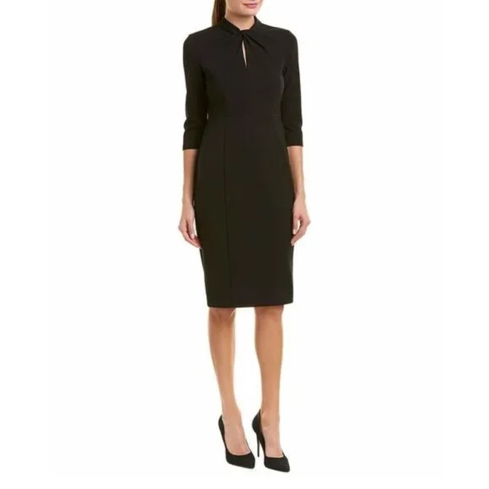 Donna Morgan Twisted Neck Black Long Sleeve Dress NWT 16
